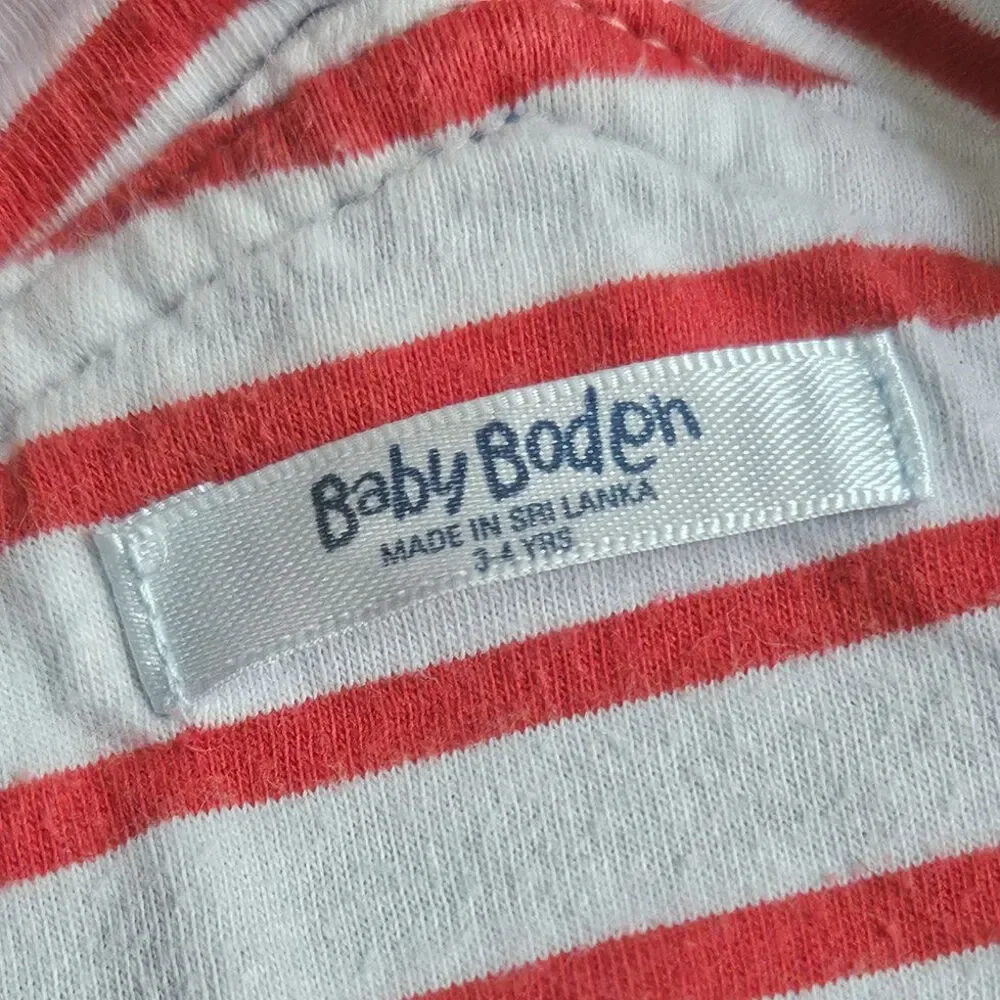 Baby Boden 2-Piece Navy Corduroy Seagull Overalls & Striped Shirt Set 3-4Y